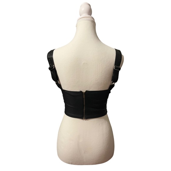 Olivaceous faux leather bustier crop top – size small‎ - Picture 3 of 5